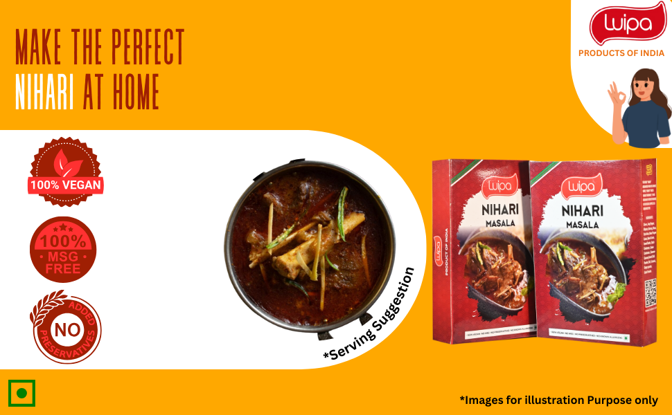 Luipa Nihari Masala, 100% Vegan, No MSG, No Preservatives, No Known Allergens 50g
