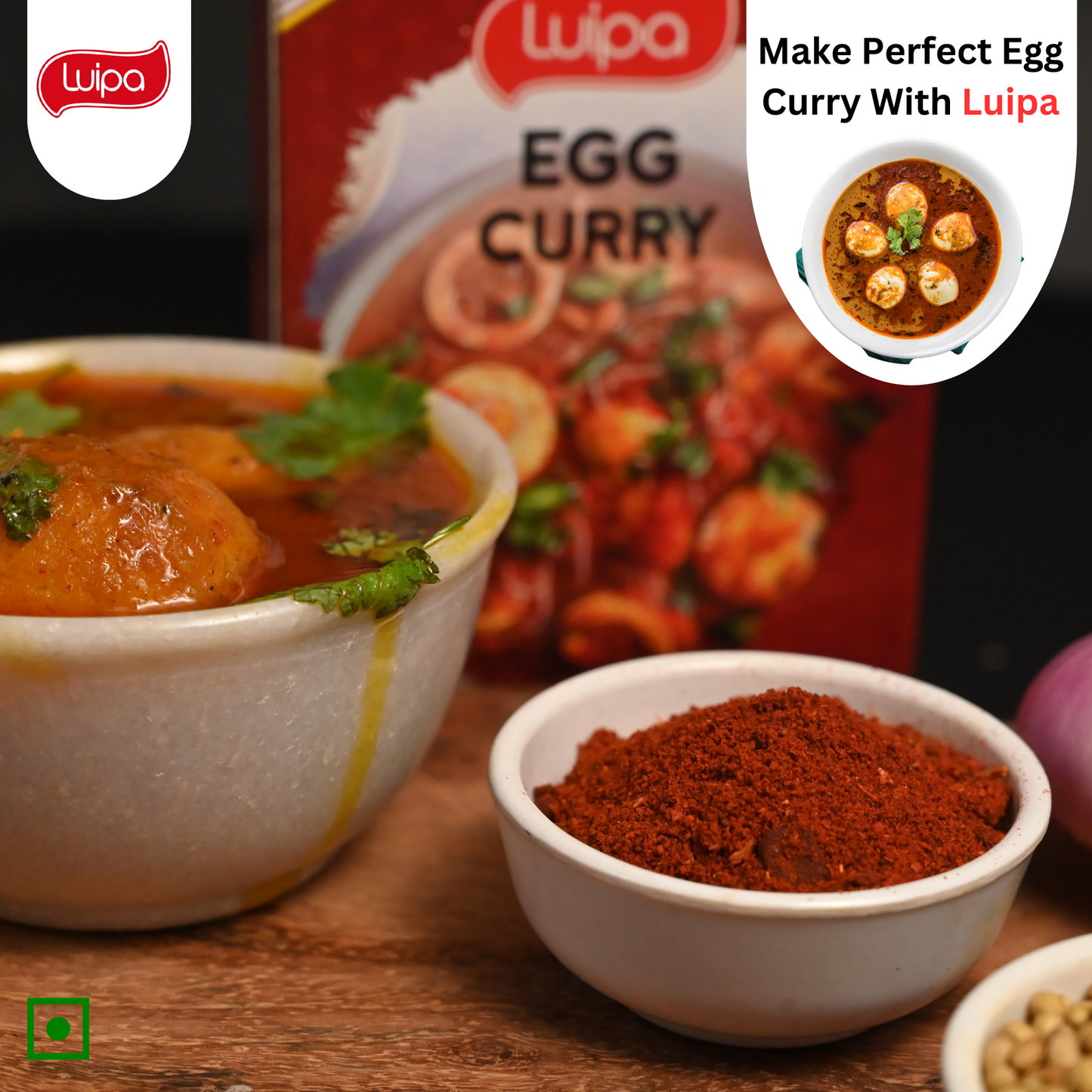Luipa Egg Curry Masala, 100% Vegan, No MSG, No Preservatives, No Known Allergens 50g