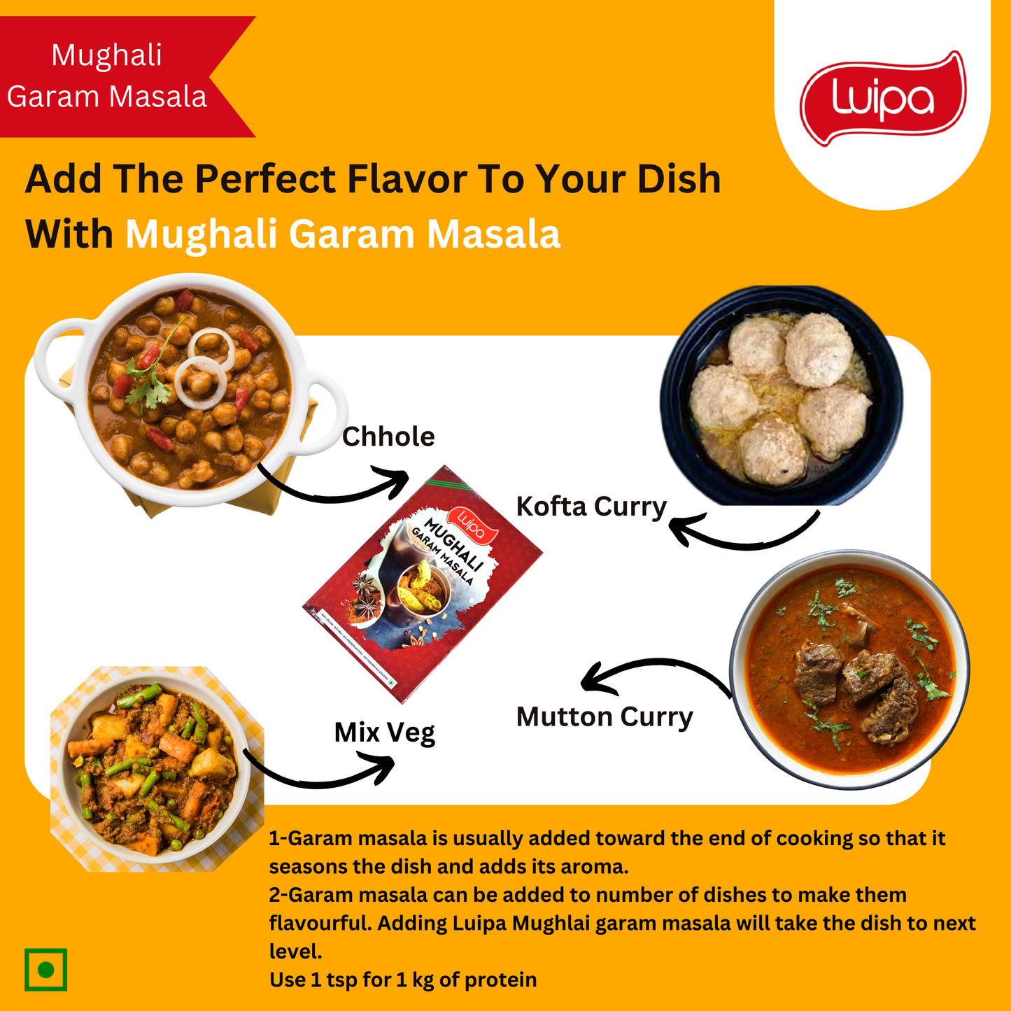 Luipa Mughlai Garam Masala, 100% Vegan, No MSG, No Preservatives, No Known Allergens 50g