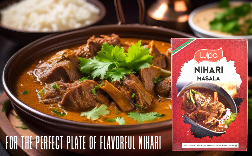 Luipa Nihari Masala, 100% Vegan, No MSG, No Preservatives, No Known Allergens 50g